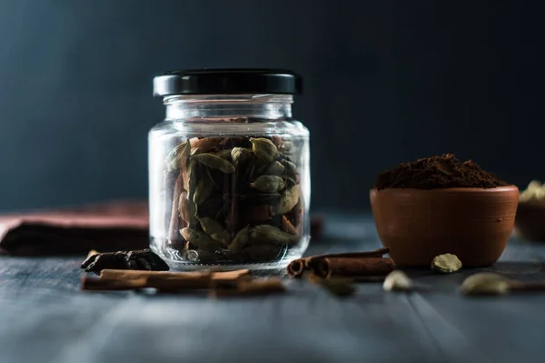 Ground Coffee Spices Star Anise Cinnamon — Photo