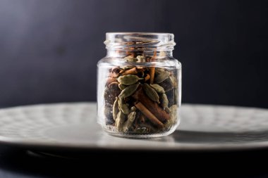 fragrant arabica coffee.Ground coffee and spices, star anise, cinnamon