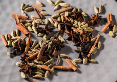 fragrant arabica coffee.Ground coffee and spices, star anise, cinnamon