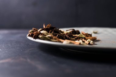 fragrant arabica coffee.Ground coffee and spices, star anise, cinnamon