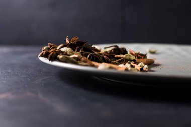 fragrant arabica coffee.Ground coffee and spices, star anise, cinnamon