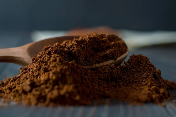 ground coffee beans on the table