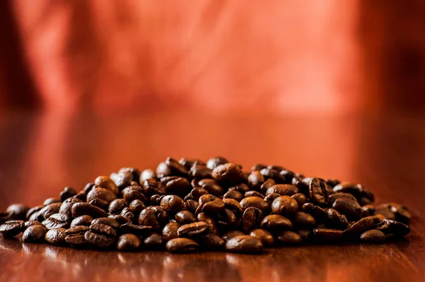 Closeup Coffee Beans Background Coffee Beans Wooden Table Background Ground — Stock Photo, Image