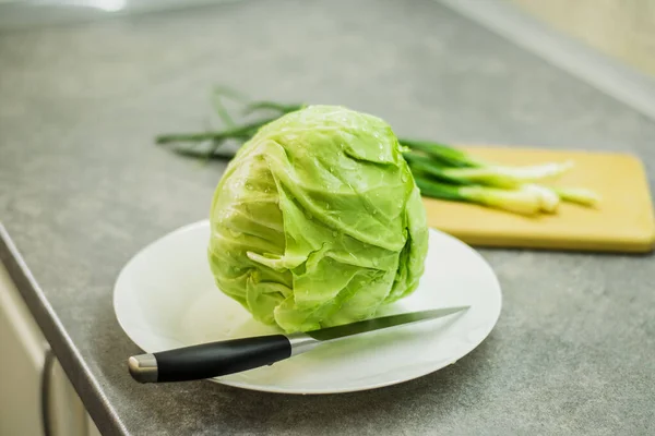 Ensalada Col Fresca Las Verduras Son Comida Para Vegetarianos —  Fotos de Stock