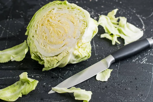 Fresh Cabbage Water Droplets Fresh Sliced Cabbage Salad — Stock Photo, Image
