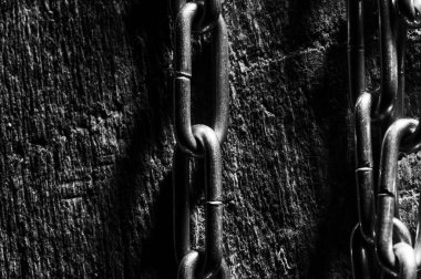 Zincir yığını - soyut metal arka plan. Kalın Rusty Metal Zinciri