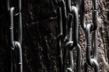 Zincir yığını - soyut metal arka plan. Kalın Rusty Metal Zinciri