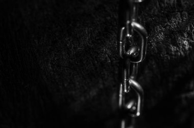 Zincir yığını - soyut metal arka plan. Kalın Rusty Metal Zinciri