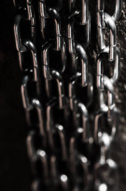 Zincir yığını - soyut metal arka plan. Kalın Rusty Metal Zinciri