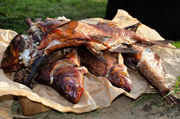 Smoked Fish Bream Smokehouse Picnic — Stock Photo, Image