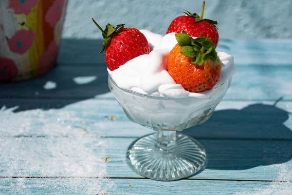 Aardbeien Room Traditie Engelse Namiddag Thee — Stockfoto