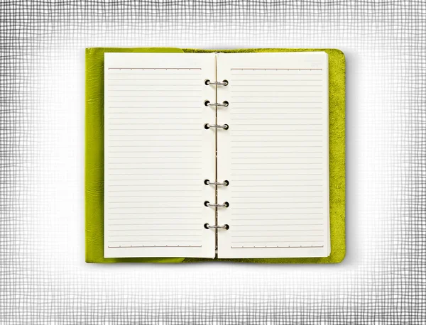 Green leather cover of diary — Stock Photo, Image