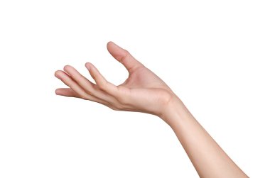 Beyaz arka plan üzerinde ayrı tut moduyla tutan el