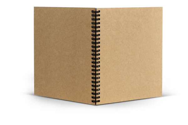 Återanvända omslaget papper anteckningsbok stående, på vit bakgrund — Stockfoto