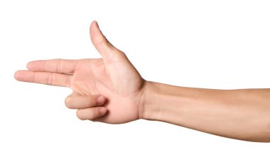 İzole bir erkek eli silah jest yapma