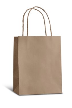 Beyaz arkaplandaki kağıt torbaları geri dönüştür