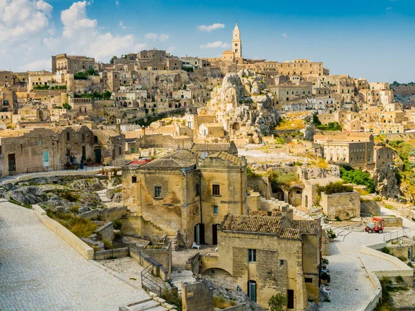 Sugestivní Pohled Starobylé Město Matera Scobblestone Uličky Basilicata Region Jižní — Stock fotografie