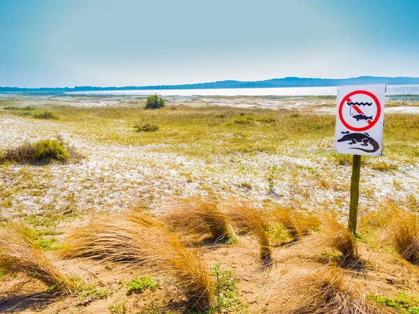 South Africa, crocodile warning and no fishing sign — Stock Photo, Image