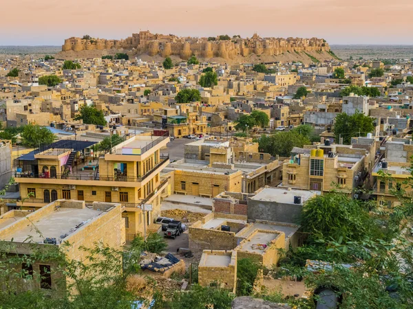 Indie, panoramatický pohled Jaisalmer Fort, zlaté město — Stock fotografie