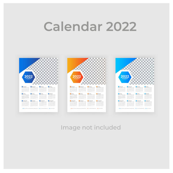 Creative Colorful gradient Business one-page wall Calendar Template Premium Vector Design 2022