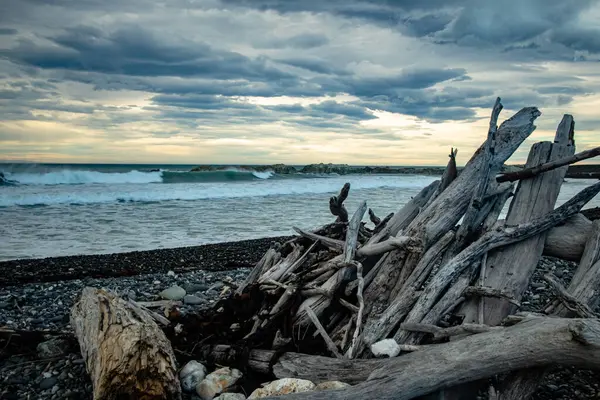 Ward Beach South Island Nova Zelândia Manhã Cedo Tempo Nublado — Fotografia de Stock