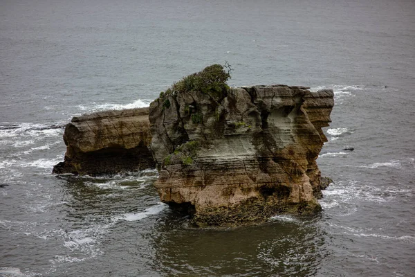 Punakaiki Pannkaka Stenar Och Blåsning Promenad Nya Zeeland Kalkstensformation Västkusten — Stockfoto