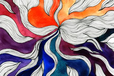Abstract aquarelle with black-and-white art 