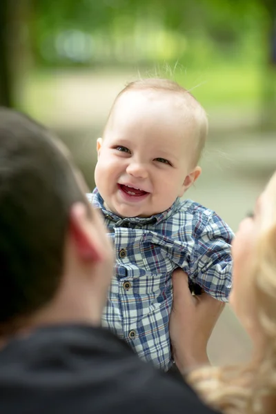 Baby boy smiling parents — Stock Photo, Image