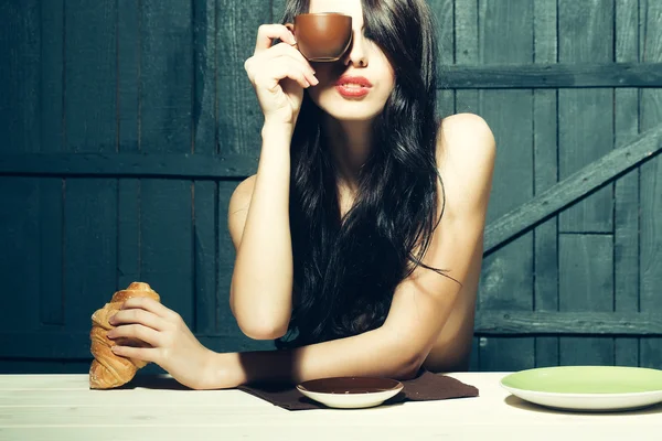 Sensual woman eating — Stock Photo, Image