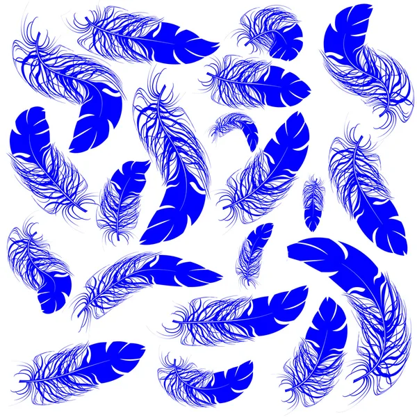 Federn mit blauer Farbe — Stockvektor