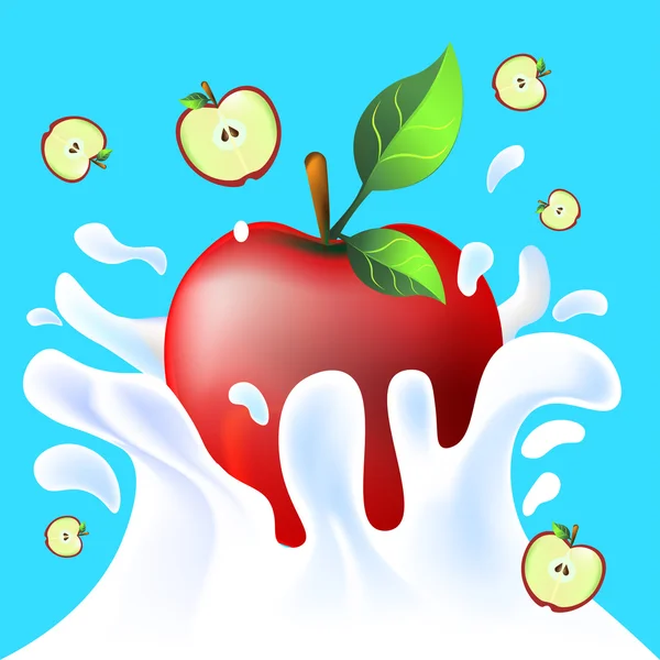 Ein Apfel im Joghurt — Stockvektor
