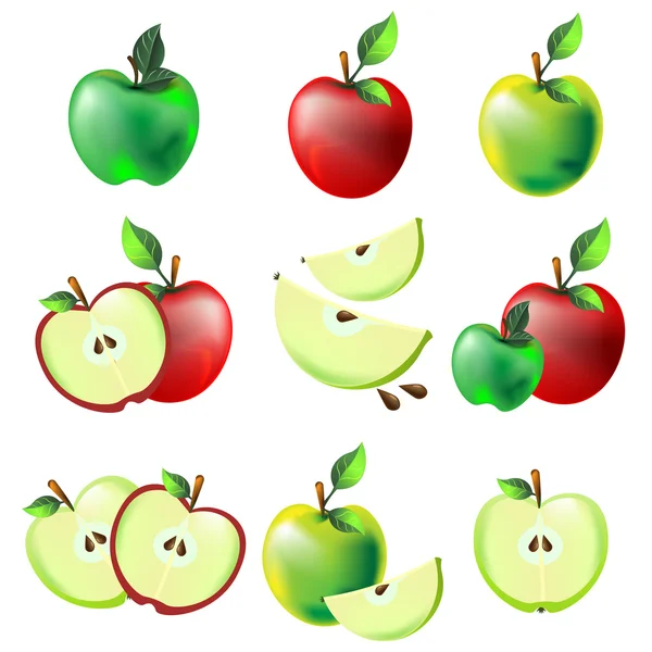 Czerwone i zielone jabłka — Wektor stockowy