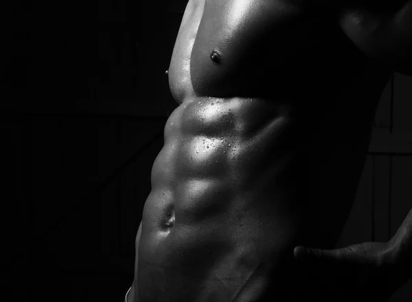 Primo piano di addome maschile nudo — Foto Stock