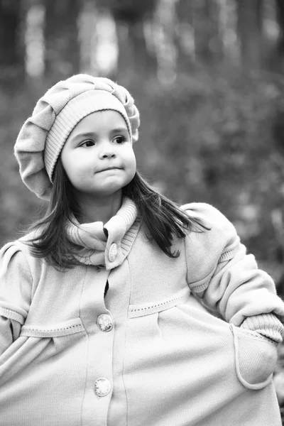 Menina pequena no parque de outono — Fotografia de Stock