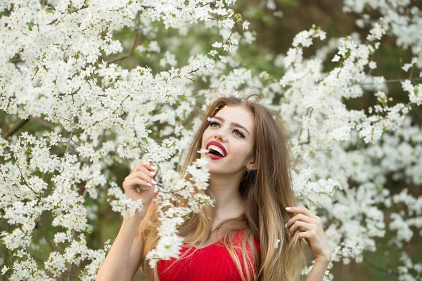 Hübsches Mädchen in Blüte — Stockfoto