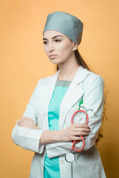 Medical doctor pharmacist woman with stethoscope — Stock Photo, Image