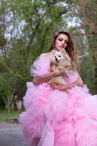 犬とファッショナブルな女性 — ストック写真