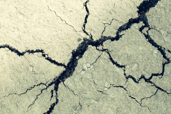 Crack in asphalt