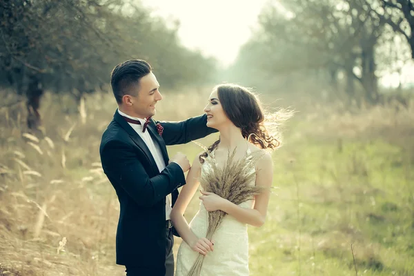 Feliz boda pareja al aire libre — Foto de Stock