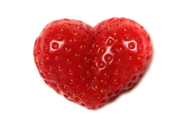Heart strawberry isolated on white — Stock Photo, Image