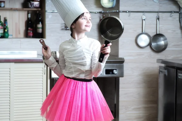 Little girl with pot — Stock Photo, Image