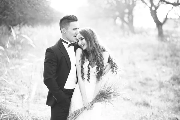 Happy wedding couple outdoor — Stock Photo, Image