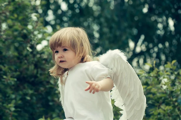 Kleiner Junge als Engel verkleidet — Stockfoto