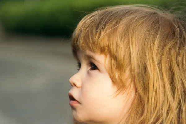 Blond jongetje buiten — Stockfoto