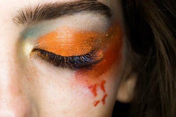 Κορίτσι με μακιγιάζ πορτοκαλί closeup — Φωτογραφία Αρχείου