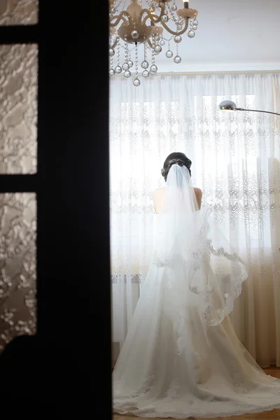 Attraktiv brud i bröllopsklänning — Stockfoto