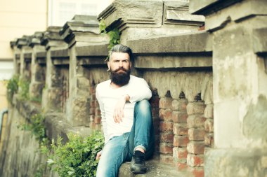 Şık sakallı adam açık