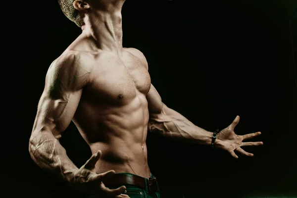 Muscular man with veins on hands — Stock Photo, Image