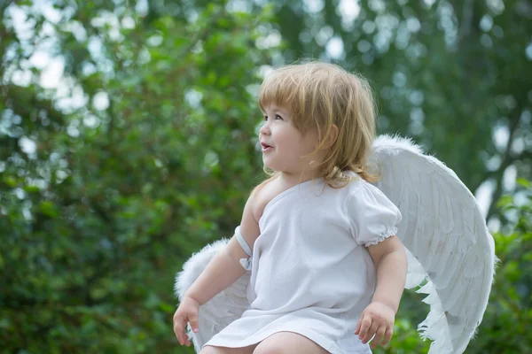 Pequeno menino em asas de anjo — Fotografia de Stock