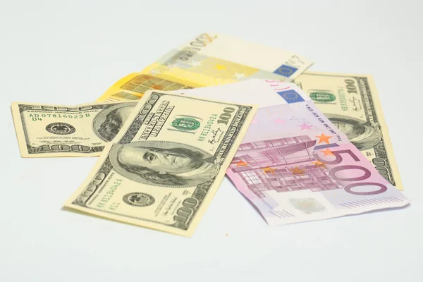 Denaro in euro e dollaro — Foto Stock